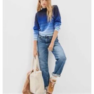 American Eagle boxy striped ombré sweater blue